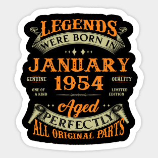 69th Birthday Gift Legends Born In January 1954 69 Years Old Sticker